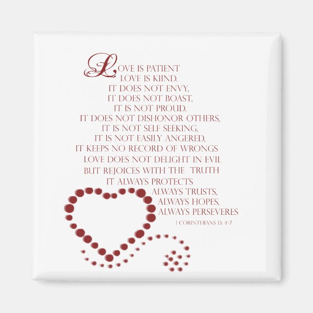 Kärlek är patient kärlek är typ 1 Corinthians 13:  Magnet (Framsidan)