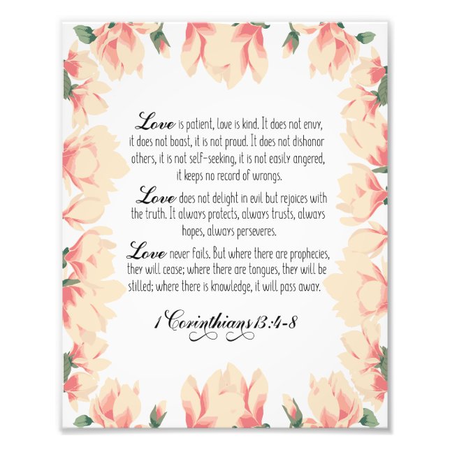Kärlek är patient, kärlek är typ, 1 korintianer 13 fototryck (Framsidan)