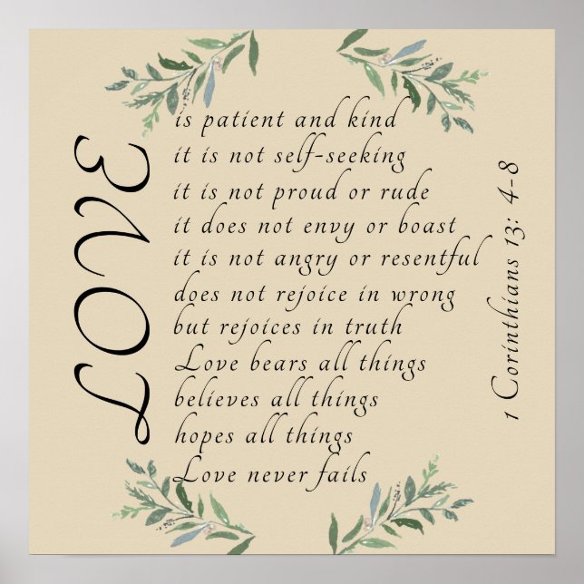 Kärlek är patient kärlek är vänlig poster (Framsidan)