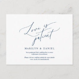 Kärlek är patient, marinblått, inbjudan uppskjuten