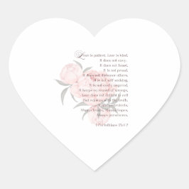 Kärlek är patient - vykort för Bröllop i skript Hjärtformat Klistermärke