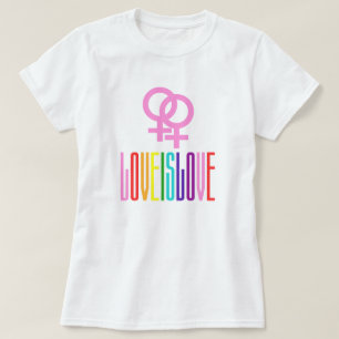 Kärlek är Pridet Kärlek Rainbow Text LGBTQ Lesbisk T Shirt