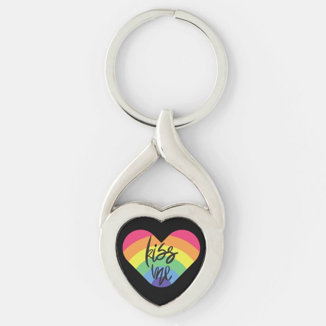 kärlek är rättvist i pride. twisted heart silverfärgad nyckelring (Framsidan)