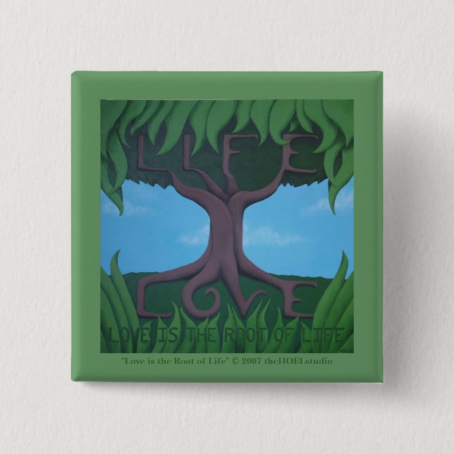 Kärlek är rota av liv knäppas knapp (Framsida)
