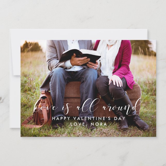 Kärlek är runt Alla hjärtans dagskort Julkort (Framsida)