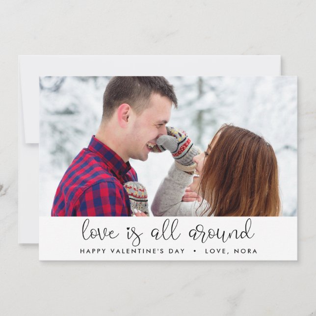 Kärlek är runt alla Söta Alla hjärtans dagskort Julkort (Framsida)