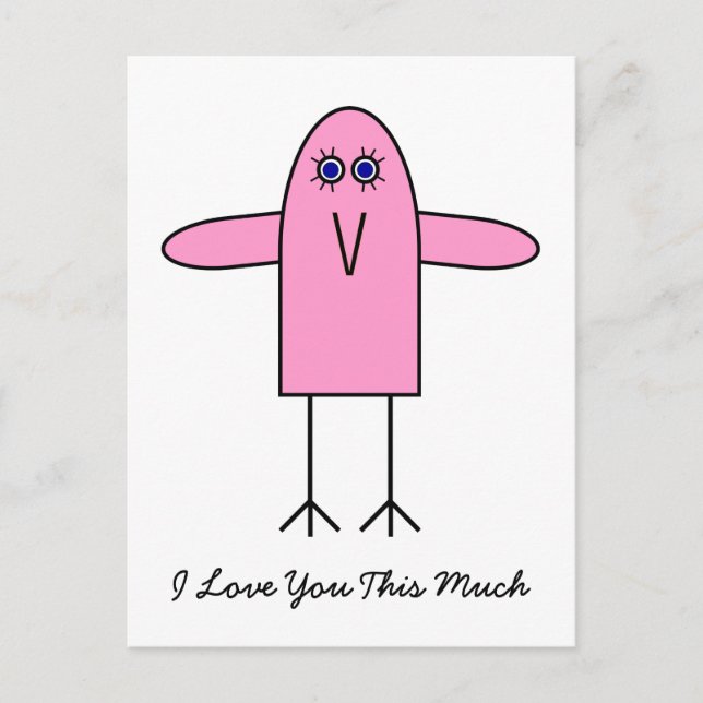 Kärlek är så här mycket vykort (Framsida)