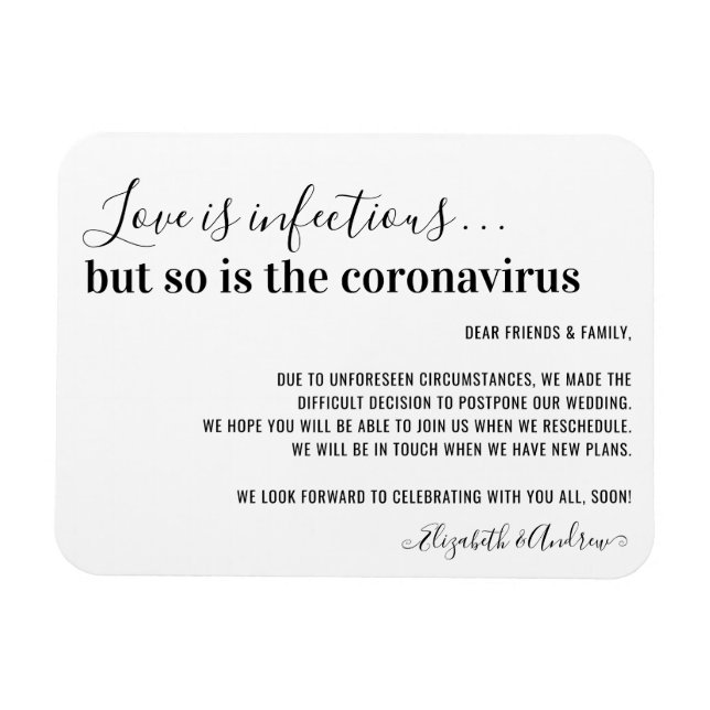 Kärlek är smittsamt Covid19 Bröllop-uppskjutning Magnet (Horisontell)