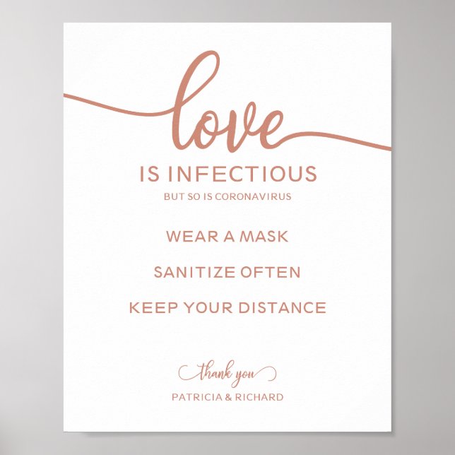 Kärlek är smittsamt, men även Coronavirus-skylten Poster (Framsidan)