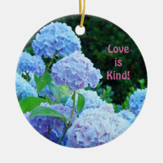 Kärlek är snäll! prydnader Blå Hortensia Blommor Julgransprydnad Keramik