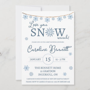 Kärlek är SNÖ mycket! Snowflake Baby Shower Inbjudningar