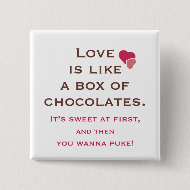 Kärlek är som en chokladlåda knapp (Framsida)