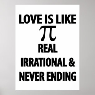 Kärlek är som Pi-sann irrationell och upphör aldri Poster