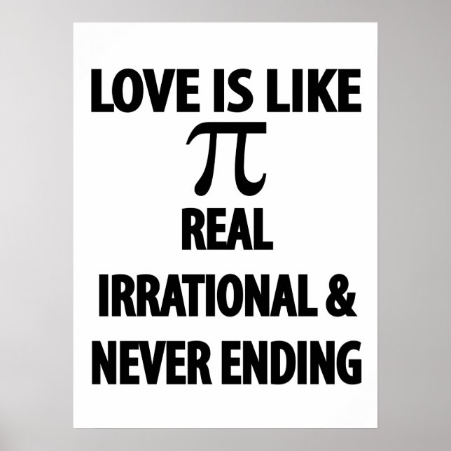 Kärlek är som Pi-sann irrationell och upphör aldri Poster (Framsidan)