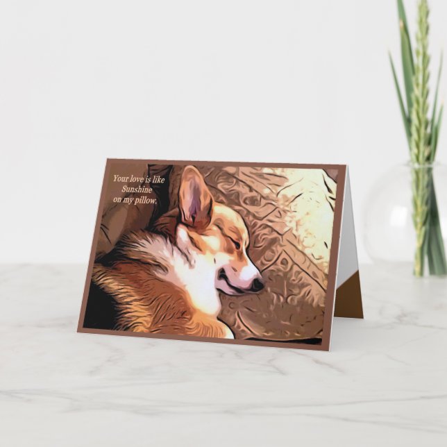 Kärlek är som Sunshine Welsh Corgi Valentine Helgkort (Framsida)