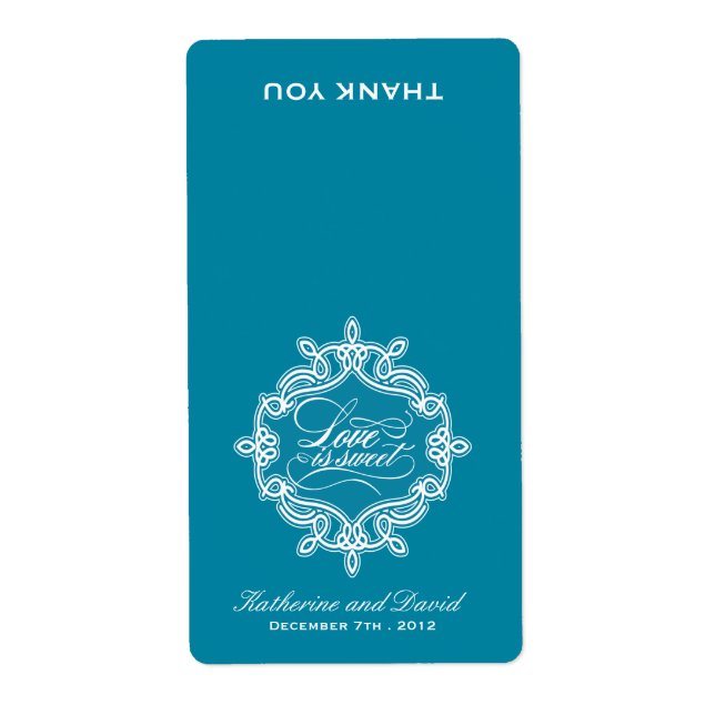 Kärlek är söt - Candy Bag Wedding Favor Labels Fraktsedel (Framsidan)