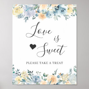 Kärlek är söt efterrät bar Vanilj Chic Blommig Poster