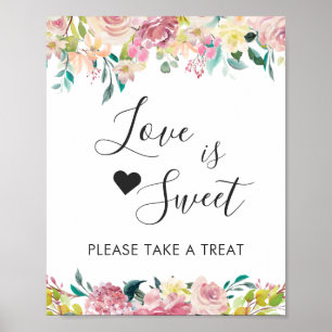 Kärlek är söt efterrätsskrin Pastellrosa Blommig Poster