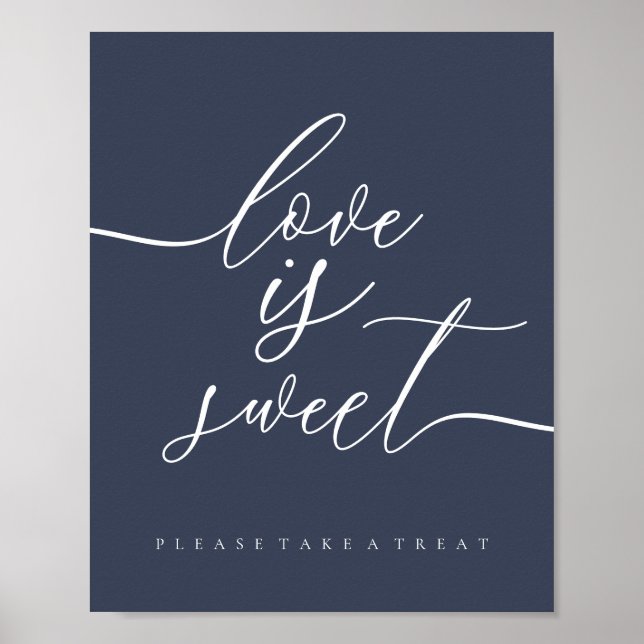 Kärlek är söt enkel marinblå poster (Framsidan)