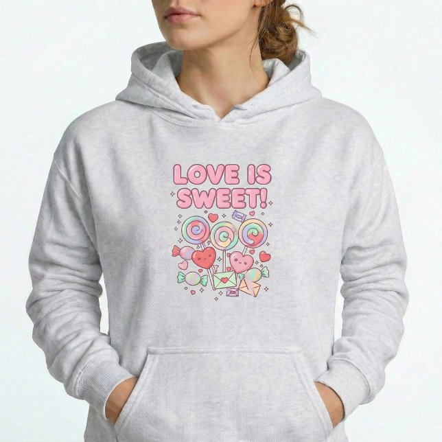 Kärlek är Söt Kawaii Hjärtan Pastell Tröja Med Huv (Skapare uppladdad)