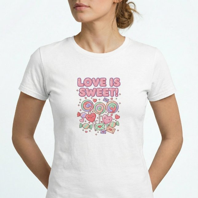 Kärlek är söt Kawaii Pastell tunn fit T-shirt (Skapare uppladdad)