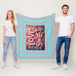 Kärlek är söt valentinbröllop typografi fleecefilt