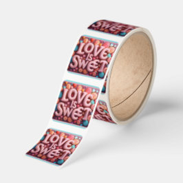 Kärlek är söt valentinbröllop typografi fyrkantigt klistermärke