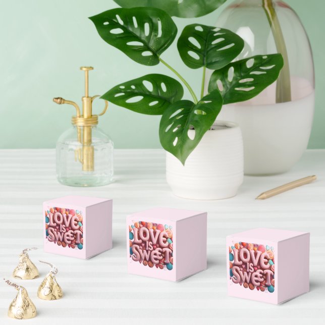 Kärlek är söt valentinbröllop typografi presentaskar (Multipel)