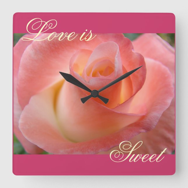 Kärlek är söta gåvor Rosa väggur Rose Deco (Framsida)