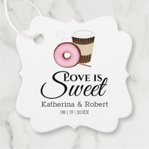 Kärlek är sötat   Kaffe och Donut Bröllop Gåvor Etiketter