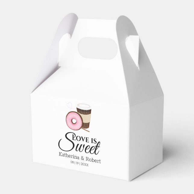 Kärlek är sötkaffe och Donut | BRÖLLOP Presentaskar (Framsidan Sidan)