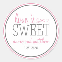 Kärlek är sötmärkning (Rosa/Grått) Runt Klistermärke