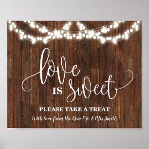 Kärlek är sött dessertbordskylt västerländsk bröll poster