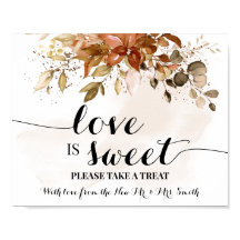 Kärlek är sött efterrättsbord höstregn bröllop