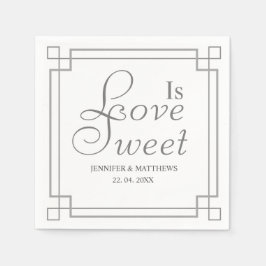Kärlek är sött grått med vintage Ram Bröllop Pappersservett