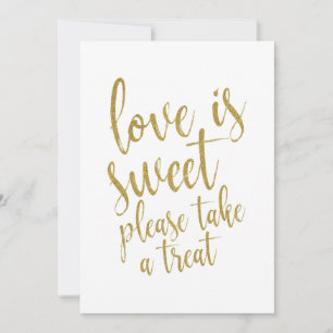Kärlek är sött guld glitter prisvärt bröllopsskylt