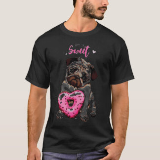 Kärlek är sött kaffe Pug Livet händer kaffe hjälpe T Shirt