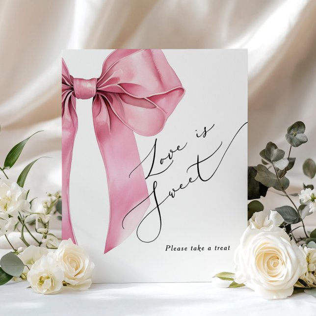 Kärlek är sött Rosa Bow skript Bröllopsdusch Poster (Skapare uppladdad)