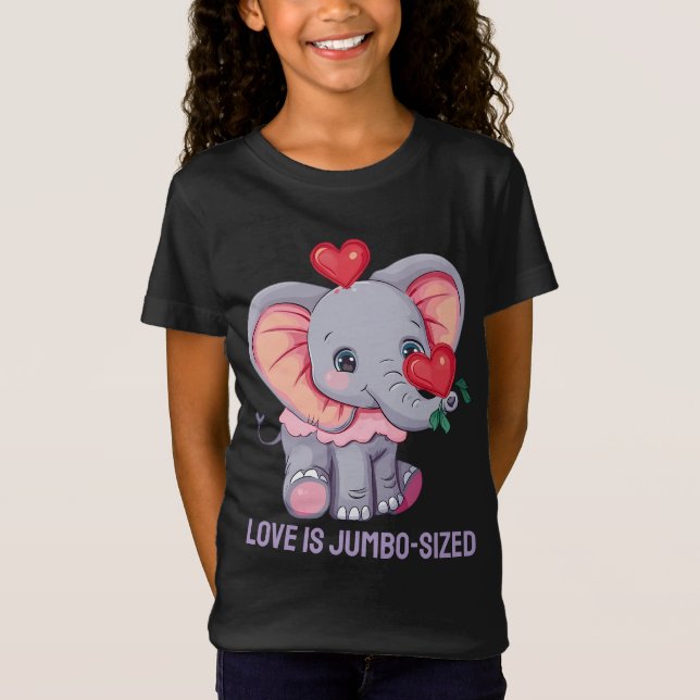 Kärlek är storskalig | Cute Elephant Valentine Kid T Shirt (Framsida)