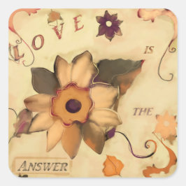Kärlek är svaret fyrkantigt klistermärke