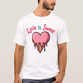 Kärlek är Sweet and Messy - Smälter Heart Ice Crea T Shirt