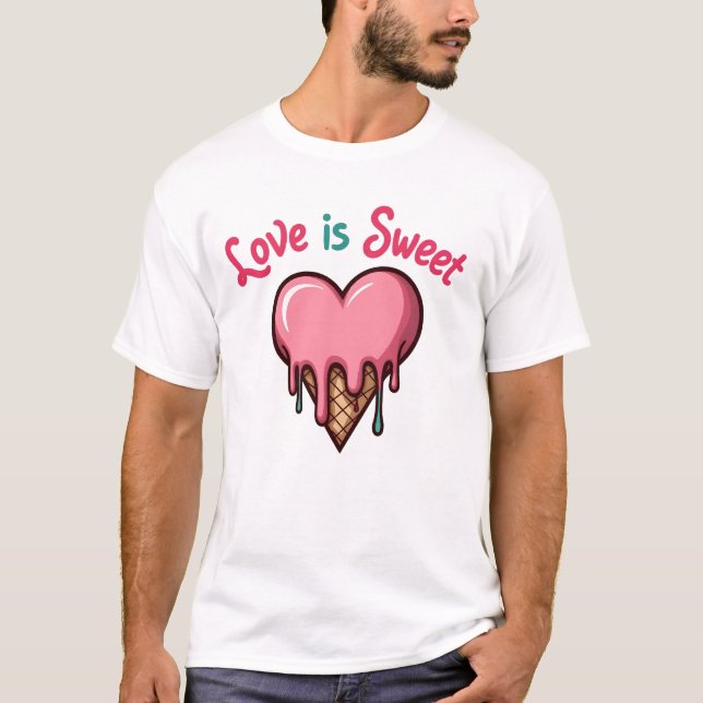 Kärlek är Sweet and Messy - Smälter Heart Ice Crea T Shirt (Framsida)
