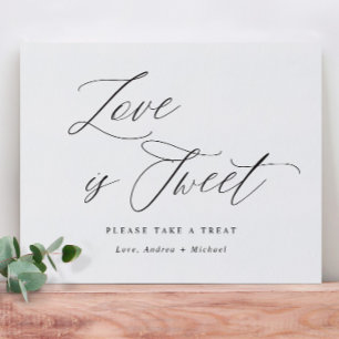 Kärlek är Sweet Bröllop Elegant Calligraphy Poster