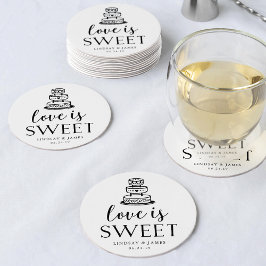 Kärlek är Sweet | Bröllop-kummel Underlägg Papper Rund