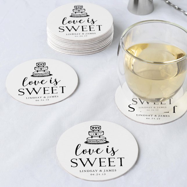 Kärlek är Sweet | Bröllop-kummel Underlägg Papper Rund (Skapare uppladdad)