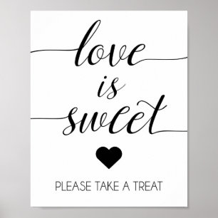 Kärlek är Sweet Bröllop Sign Behandla Bord Skriv Poster
