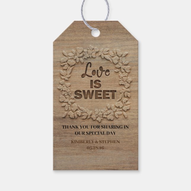 Kärlek är Sweet Bröllop Tack Presentetikett (Framsidan)