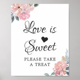Kärlek är Sweet Calligraphy Script Dusty Rosa Blom Poster