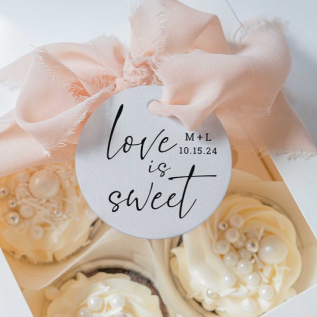 Kärlek är Sweet Calligraphy Wedding Favor-Märkre Gåvor Etiketter (Skapare uppladdad)