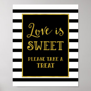 Kärlek är Sweet Candy Pub Bröllop Guld Black Rand Poster